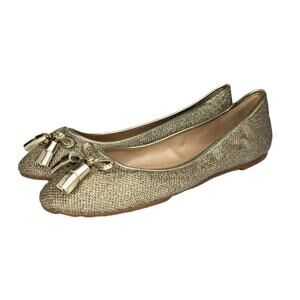 COACH BENNI Women's Metallic Gold Ballet Flats Size 8B Charms Shoes